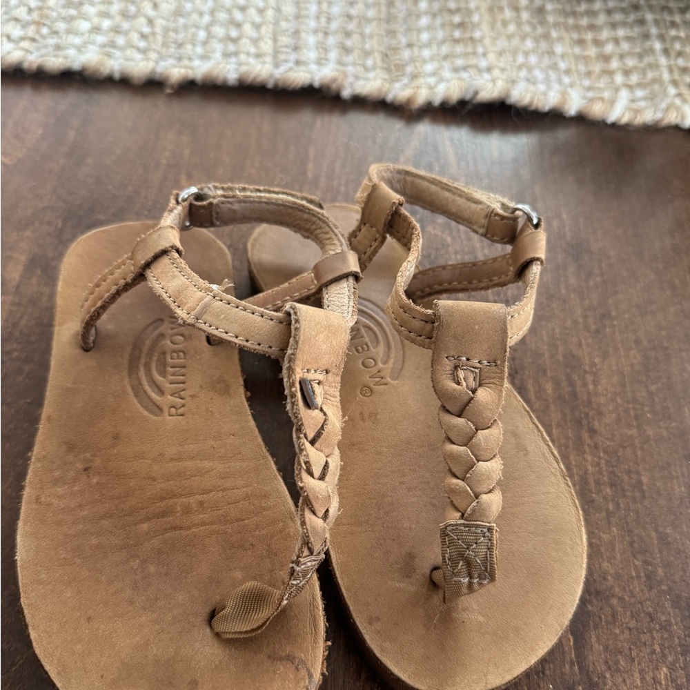 Rainbow Kids Braided Tan Sandals